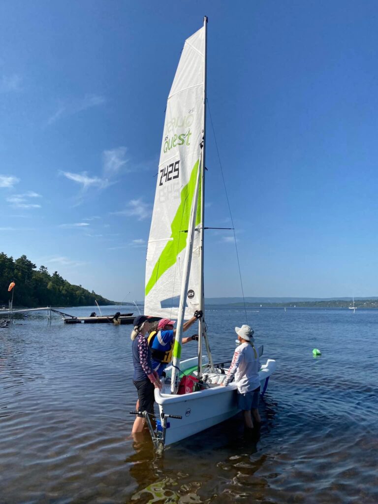 Members rigging popular RS Quest sailboat